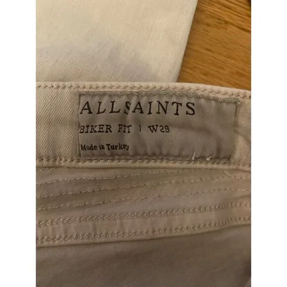 All Saints, women's cream colored biker fit cotton blend skinny jeans size W29 - Picture 7 of 11